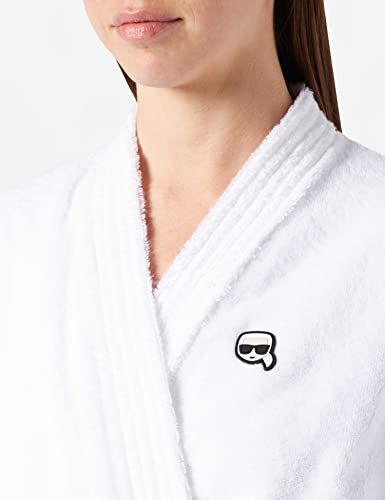 KARL LAGERFELD Ikonik Bathrobe Iconik Unisex, Blanco, L para Mujer