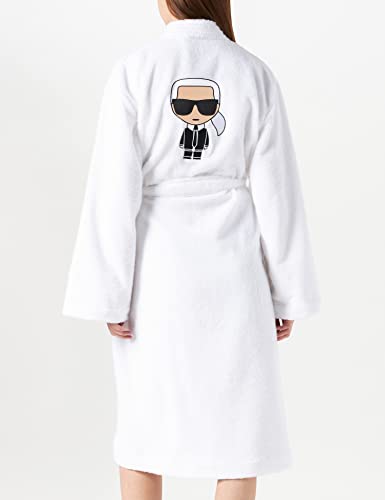 KARL LAGERFELD Ikonik Bathrobe Iconik Unisex, Blanco, L para Mujer