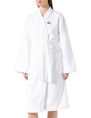 KARL LAGERFELD Ikonik Bathrobe Iconik Unisex, Blanco, L para Mujer