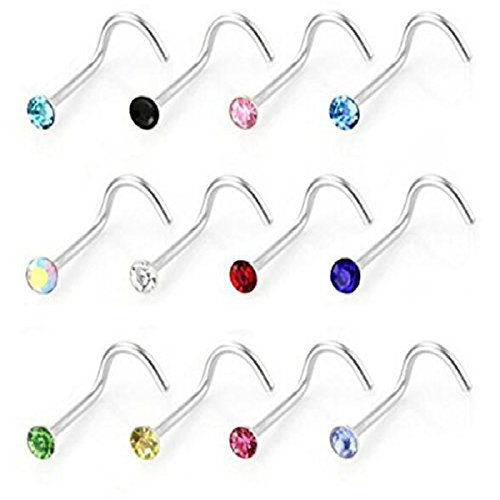 kentop nariz Piercing 30 Set Mujer nariz anillos nariz conector nariz Piercing Acero inoxidable Piercing joyas