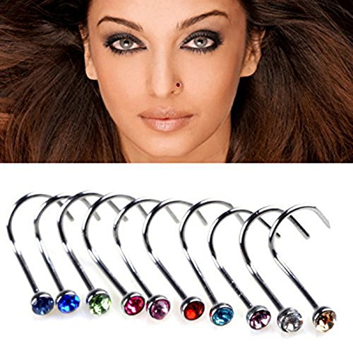 kentop nariz Piercing 30 Set Mujer nariz anillos nariz conector nariz Piercing Acero inoxidable Piercing joyas