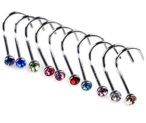 kentop nariz Piercing 30 Set Mujer nariz anillos nariz conector nariz Piercing Acero inoxidable Piercing joyas