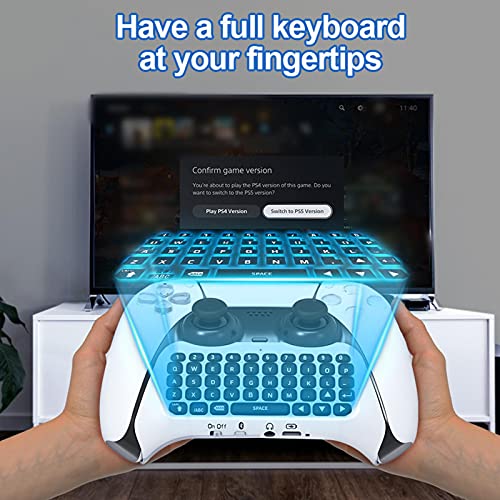 Keptfeet Min Teclado inalámbrico Bluetooth para Controlador PS5, Teclado y Tablero de Chat de Voz para mensajería y Chat, Funciona con PS5, teléfonos Inteligentes y más Diseño ergonómico