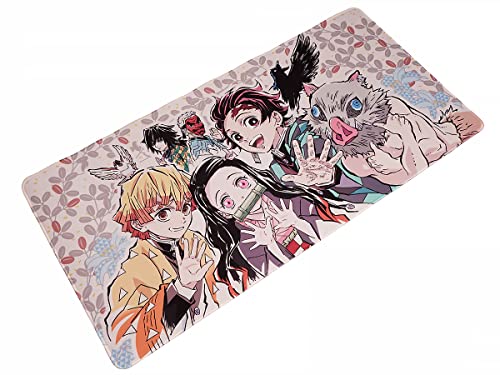 Kimetsu no Yaiba - Alfombrilla de ratón para videojuegos, tamaño XXL, 80 x 40 cm, diseño: Nezuko, Tanjiro y amigos