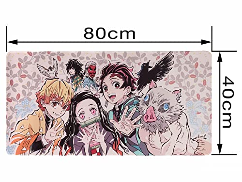 Kimetsu no Yaiba - Alfombrilla de ratón para videojuegos, tamaño XXL, 80 x 40 cm, diseño: Nezuko, Tanjiro y amigos