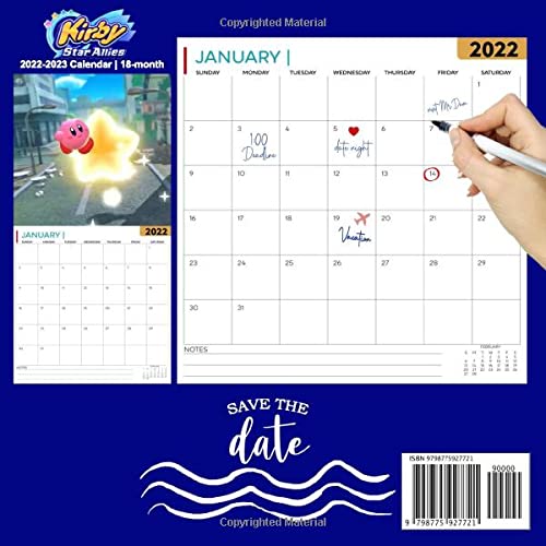 Kirby Star Allies: OFFICIAL 2022 Calendar - Video Game calendar 2022 - 18 monthly 2022-2023 Calendar - Planner Gifts for boys girls kids and all Fans BIG SIZE