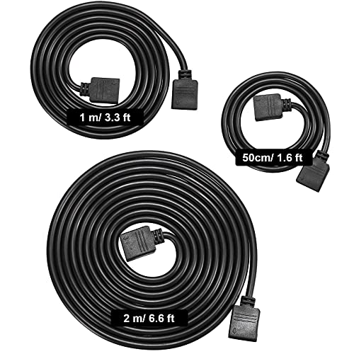 Kit de 6 Cables de Extensión RGB de 4 Pines Conector de Tira de LED Cable de Puente de Tira sin Soldadura con 12 Pines Conectores para 5050 3528 RGB (Negro, 1,6 FT, 3,3 FT, 6,6 FT)