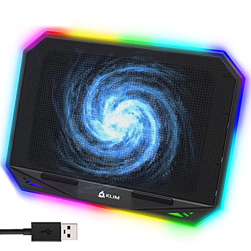 KLIM K21 Base de refrigeración para portátiles RGB - 11" a 17" + Refrigeración para Portátil Gaming + Ventilador USB + Estable y silenciosa + Compatible con Mac y PS4 + New 2022