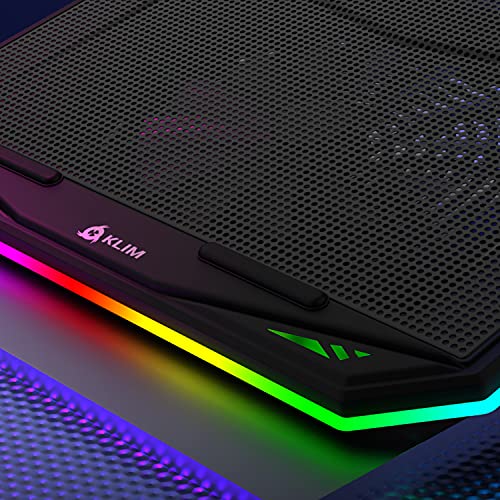 KLIM K21 Base de refrigeración para portátiles RGB - 11" a 17" + Refrigeración para Portátil Gaming + Ventilador USB + Estable y silenciosa + Compatible con Mac y PS4 + New 2022