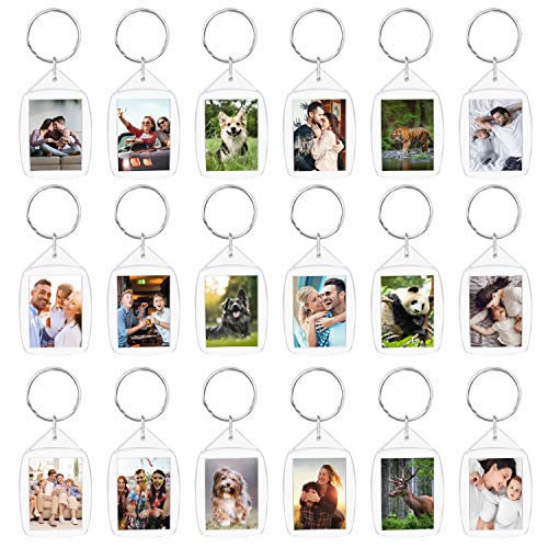 Kurtzy Llaveros Foto en Blanco (Pack de 50) Cada Llavero Transparente de Acrílico mide 3,2 x 5,4 cm – Llavero Foto de Ambos Lados – Marcos Pequeños Fotos Familiares, Amigos, Manualidades, Regalos