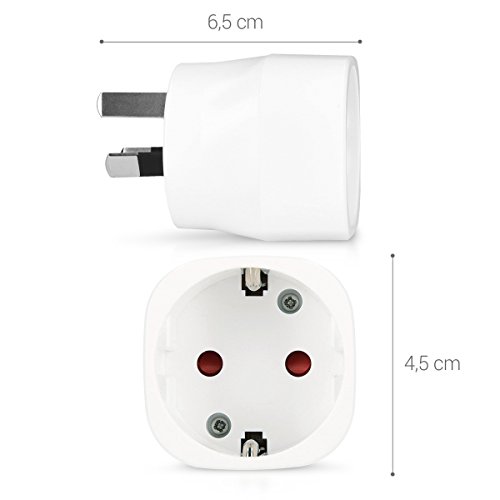 kwmobile 2X Adaptador de Viaje para Australia Tipo I - Adaptadores de Enchufe schuko - Conector para enchufes Argentina Nueva Zelanda China - Blanco