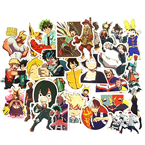 Laoji 100 pegatinas de My Hero Academia y 2 llaveros My Hero Academia, pegatinas de anime My Hero Academia para botella de agua, PC, PS4, Xbox, computadora portátil, PC, equipaje (My Hero Academia)