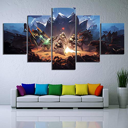 LIUWW 5 imágenes de póster de Juegos de Disparos de Arte de fantasía de Alta definición póster de Videojuegos HELLDIVERS Pegatinas de Pared Lienzo Pintura Mural