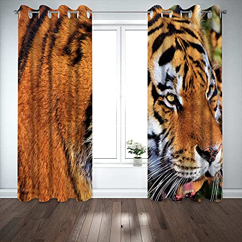 LWXBJX Opacas Cortinas Dormitorio - Animal Tigre - Impresión 3D Aislantes de Frío y Calor 90% Opacas Cortinas - 150 x 166 cm - Salon Cocina Habitacion Niño Moderna Decorativa