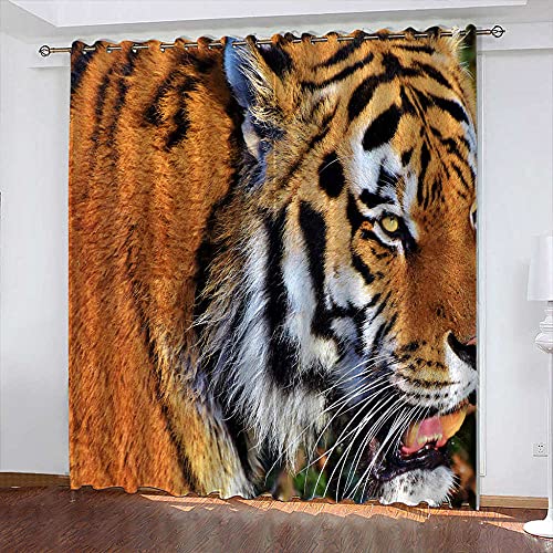 LWXBJX Opacas Cortinas Dormitorio - Animal Tigre - Impresión 3D Aislantes de Frío y Calor 90% Opacas Cortinas - 150 x 166 cm - Salon Cocina Habitacion Niño Moderna Decorativa