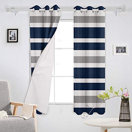 LWXBJX Opacas Cortinas Dormitorio - Azul Rayas Arte - Impresión 3D Aislantes de Frío y Calor 90% Opacas Cortinas - 140 x 160 cm - Salon Cocina Habitacion Niño Moderna Decorativa