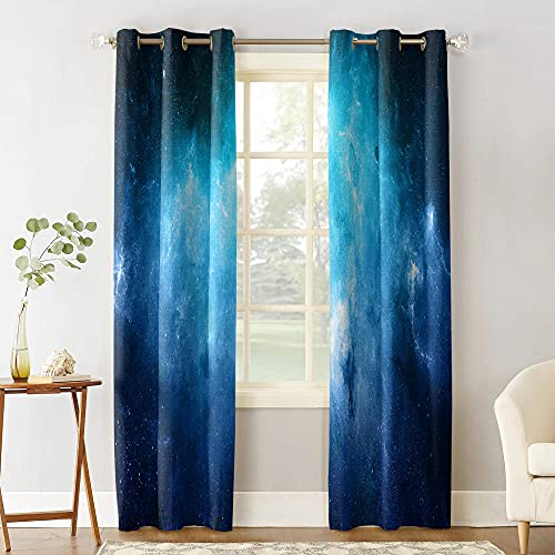 LWXBJX Opacas Cortinas Dormitorio - Cielo Azul Creativo Estrellado - Impresión 3D Aislantes de Frío y Calor 90% Opacas Cortinas - 200 x 160 cm - Salon Cocina Habitacion Niño Moderna Decorativa