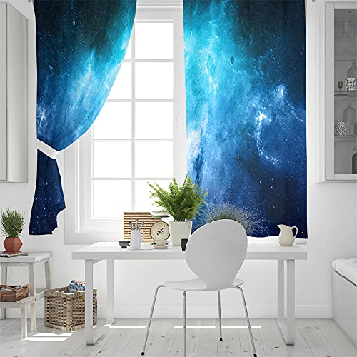 LWXBJX Opacas Cortinas Dormitorio - Cielo Azul Creativo Estrellado - Impresión 3D Aislantes de Frío y Calor 90% Opacas Cortinas - 200 x 160 cm - Salon Cocina Habitacion Niño Moderna Decorativa