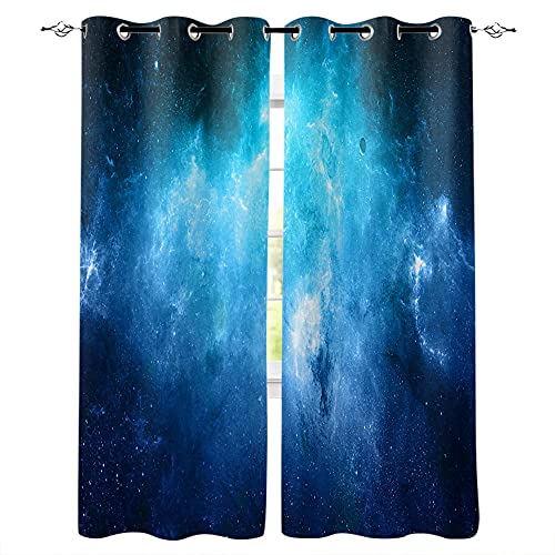 LWXBJX Opacas Cortinas Dormitorio - Cielo Azul Creativo Estrellado - Impresión 3D Aislantes de Frío y Calor 90% Opacas Cortinas - 200 x 160 cm - Salon Cocina Habitacion Niño Moderna Decorativa