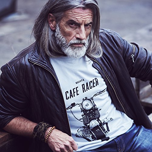 MAKAYA Cafe Racer - Camisetas de Motos Clasicas Hombre - Gris L