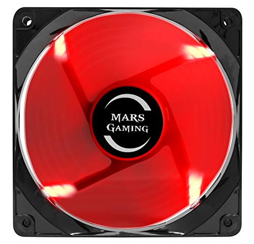 MARSGAMING Mars Gaming MF12, Ventilador para Caja PC Gaming, Iluminación LED, Negro/Rojo