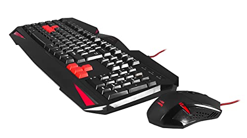 MARSGAMING MCP1 - Pack de teclado y ratón gaming (2800 DPI, capacidad anti-ghosting, iluminación LED roja, ambidiestro, USB ), negro y rojo