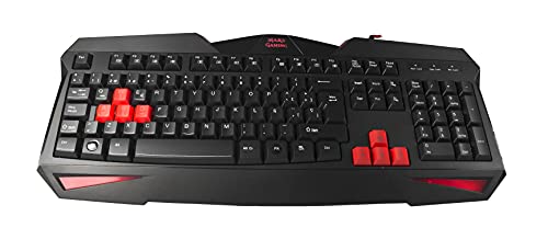 MARSGAMING MCP1 - Pack de teclado y ratón gaming (2800 DPI, capacidad anti-ghosting, iluminación LED roja, ambidiestro, USB ), negro y rojo