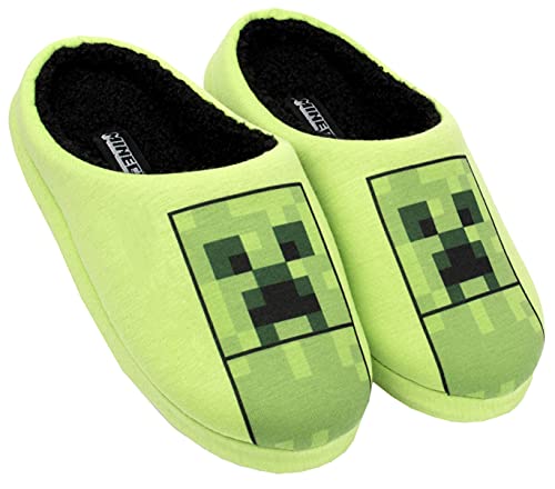 Minecraft - Pantuflas para Niños - Zapatillas de Minecraft para Niños - Pantuflas de Minecraft - Zapatillas del Creeper de Minecraft - Pantuflas para Niños Talla UK 3 / EUR 35 / Edad 10