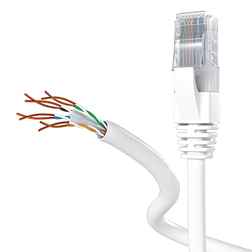 Mr. Tronic 25m Cable de Red Ethernet Trenzado | CAT6, CCA, UTP | Conectores RJ45 | LAN Gigabit de Alta Velocidad | Conexión a Internet | Ideal para PC, Router, Modem, Switch, TV (25 Metros, Blanco)