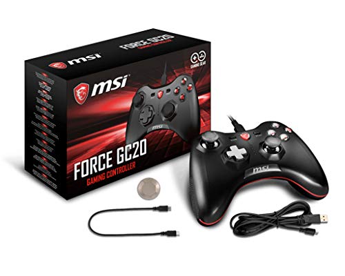 MSI Force GC20 - Mando con Cable USB con Cruz Intercambiable para PC con Windows y Smartphones Android