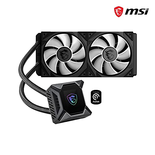 MSI MPG CORELIQUID K240 - Refrigeración Líquida AIO CPU, Radiador de 240, TORX FAN 3.0 en la Bomba de 60mm, Pantalla LCD 2.4", 2 x 120mm Ventiladores ARGB, Amplia compatibilidad Intel/AMD