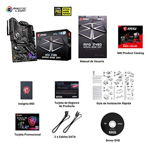 MSI - MPG Z490 Gaming Edge Wifi - Placa Base Performance Gaming (10th Gen Intel Core, LGA 1200 Socket, DDR4, CF, Doble M.2 Ranura, USB 3.2 Gen 2x2, Wi-Fi 6, DP/HDMI, Mystic Light RGB)