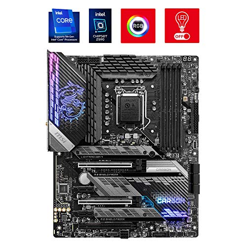 MSI MPG Z590 GAMING CARBON WIFI Placa Base ATX - Soporta Procesadores Intel Core 11th Gen, LGA 1200 - Mystic Light, 75A VRM, DDR4 Boost (5333MHz/OC), 2 x PCIe 4.0 x16, 3 x M.2 Gen4/3 x4, Wi-Fi 6E