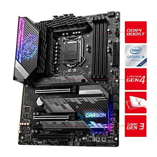 MSI MPG Z590 GAMING CARBON WIFI Placa Base ATX - Soporta Procesadores Intel Core 11th Gen, LGA 1200 - Mystic Light, 75A VRM, DDR4 Boost (5333MHz/OC), 2 x PCIe 4.0 x16, 3 x M.2 Gen4/3 x4, Wi-Fi 6E