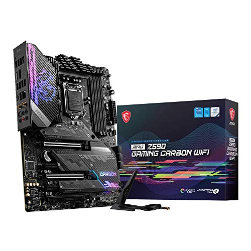 MSI MPG Z590 GAMING CARBON WIFI Placa Base ATX - Soporta Procesadores Intel Core 11th Gen, LGA 1200 - Mystic Light, 75A VRM, DDR4 Boost (5333MHz/OC), 2 x PCIe 4.0 x16, 3 x M.2 Gen4/3 x4, Wi-Fi 6E