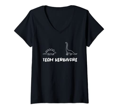 Mujer Team Herbivore funny dinosaurs Camiseta Cuello V