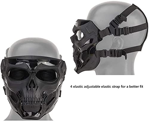 NC Máscara de Airsoft, Máscara de Cara Completa Cráneo Máscara de Calavera Diseño de Uso Dual Correa de Hombro Ajustable para Disparos de Airsoft Paintball