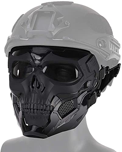 NC Máscara de Airsoft, Máscara de Cara Completa Cráneo Máscara de Calavera Diseño de Uso Dual Correa de Hombro Ajustable para Disparos de Airsoft Paintball