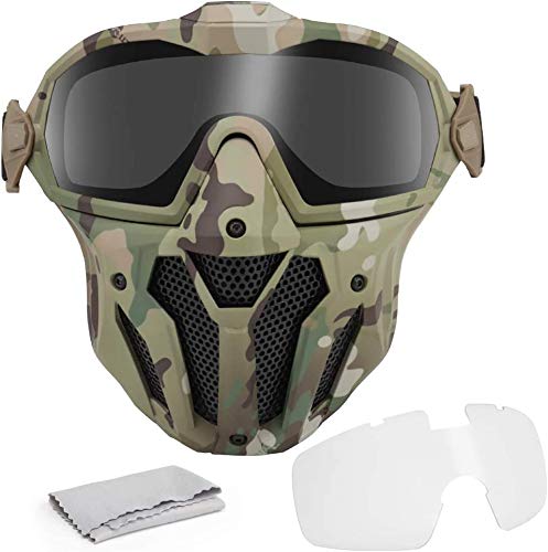 NC Paintball táctico Airsoft con Sistema de Ventilador antivaho Integrado, máscara Desmontable, protección Completa Transpirable, Juego de Lucha CS