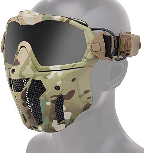 NC Paintball táctico Airsoft con Sistema de Ventilador antivaho Integrado, máscara Desmontable, protección Completa Transpirable, Juego de Lucha CS