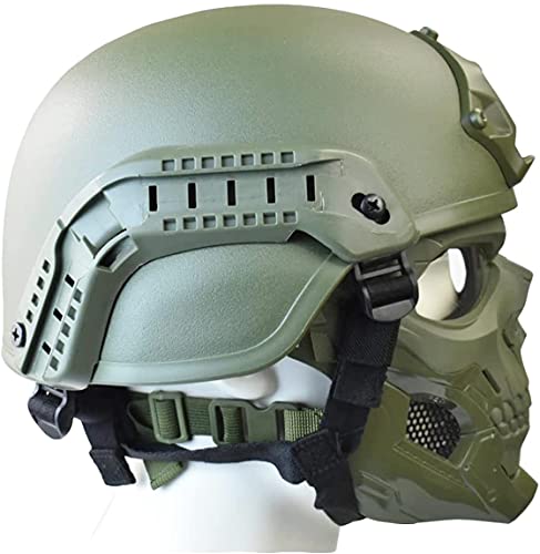 NC PJ Tactical Fast Casco Y Máscara Ajustable De Airsoft Máscara Facial Completa De Calavera Adecuada para Airsoft Paintball, Halloween, Juegos De rol, Fiestas De Disfraces Y Accesorios De Películas