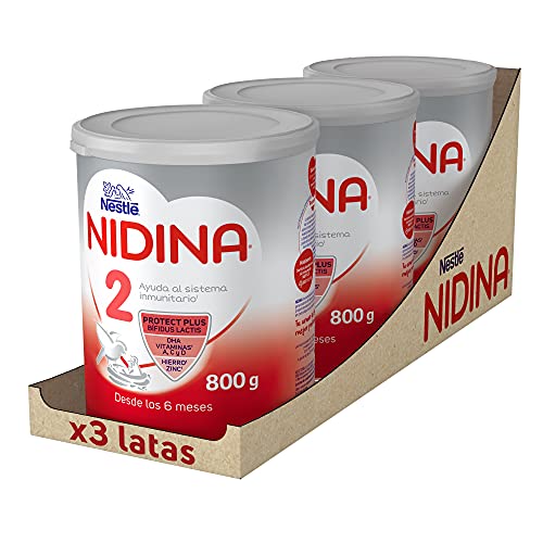 Nestlé Nidina 2 Leche Infantil, Caja de 3 Latas, 2400g