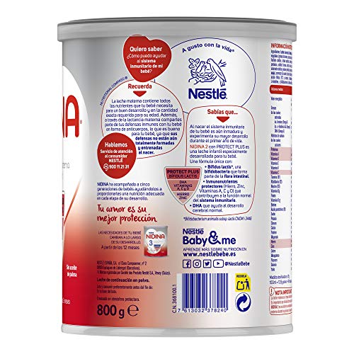 Nestlé Nidina 2 Leche Infantil, Caja de 3 Latas, 2400g