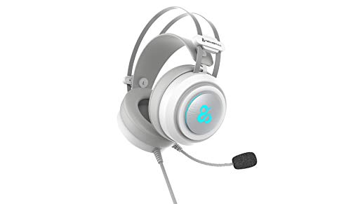 Newskill Drakain Ivory - Auriculares Gaming Estéreo RGB Multiplataforma con Micrófono Flexible y Ajustable- Color Blanco