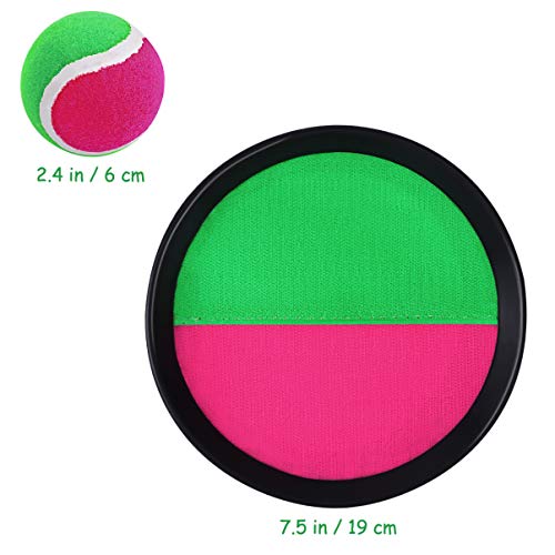 NUOBESTY Juego de pelota de lanzamiento y atrapar, juego de pelota de remo con 2 paletas, 1 pelota, juegos deportivos para niños, playa, patio, interior