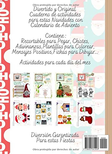 Original Calendario De Adviento - Cuaderno De Actividades - Adivinanzas - Chistes - Recorta - Pega - Dibuja - Colorea - Merry Christmas: Tamaño Grande - NEW!