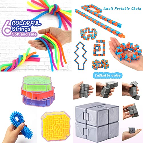 Paochocky 17PCS Fidget Toy Packs, Juguetes contra La Ansiedad, Autismo Necesidades Especiales Aliviador, Cubo Infinito Alivia Estrés y la Ansiedad para Niños Adultos Relajarse