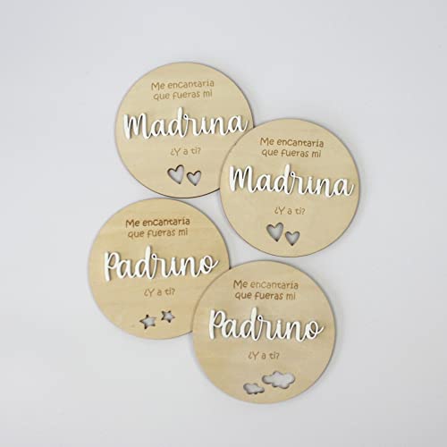 Placas para anunciar embarazo, anuncio madrina padrino bautizo, anuncio bebé bautismo quieres ser mi madrina / padrino regalos bebé SET 2 placas