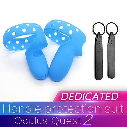 POHOVE 2 protectores de agarre de controlador táctil VR para Oculus Quest 2, protector de mango de silicona táctil, mango antitiro, protector de piel de controlador de