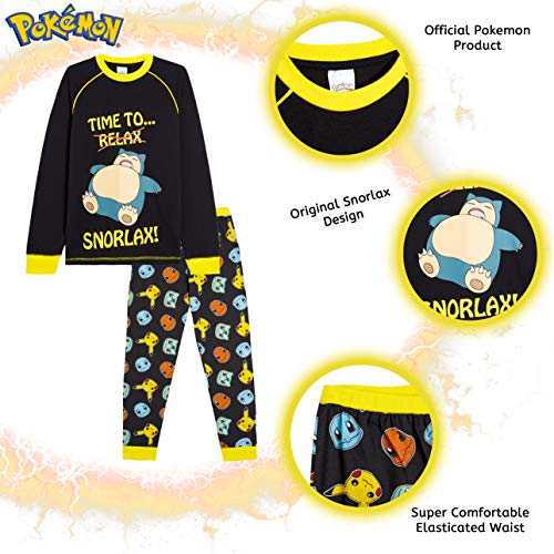 Pokemon Pijama para Niños, Pijamas de Manga Larga De Pikachu con Camiseta Snorlax, Ropa de Dormir Niño, Pijama Infantil, Regalos Originales para Niños (11-12 años)